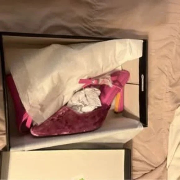 Jannice Mauve Crushed Velvet Ankle Wrap Heels - Picture 2 of 6